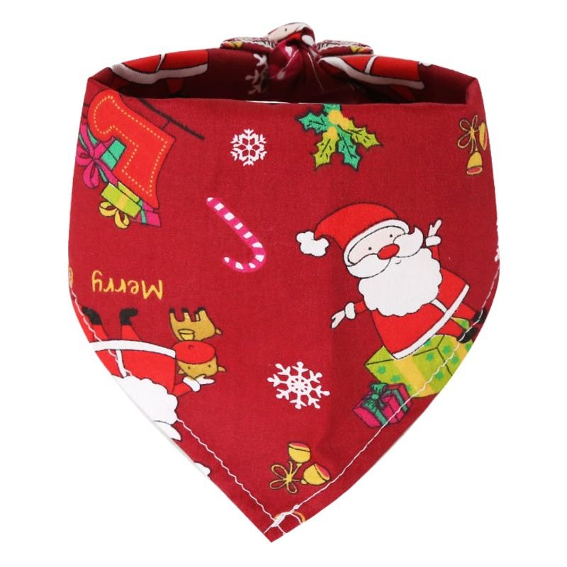 Dog Christmas Triangle Scarf Cotton Cartoon (Anhui hair) Christmas triangle view 2