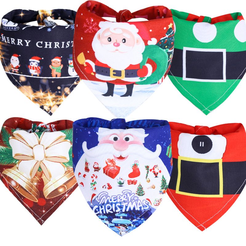 Dog Christmas Triangle Scarf Cotton Cartoon (Anhui hair) Christmas triangle view 7