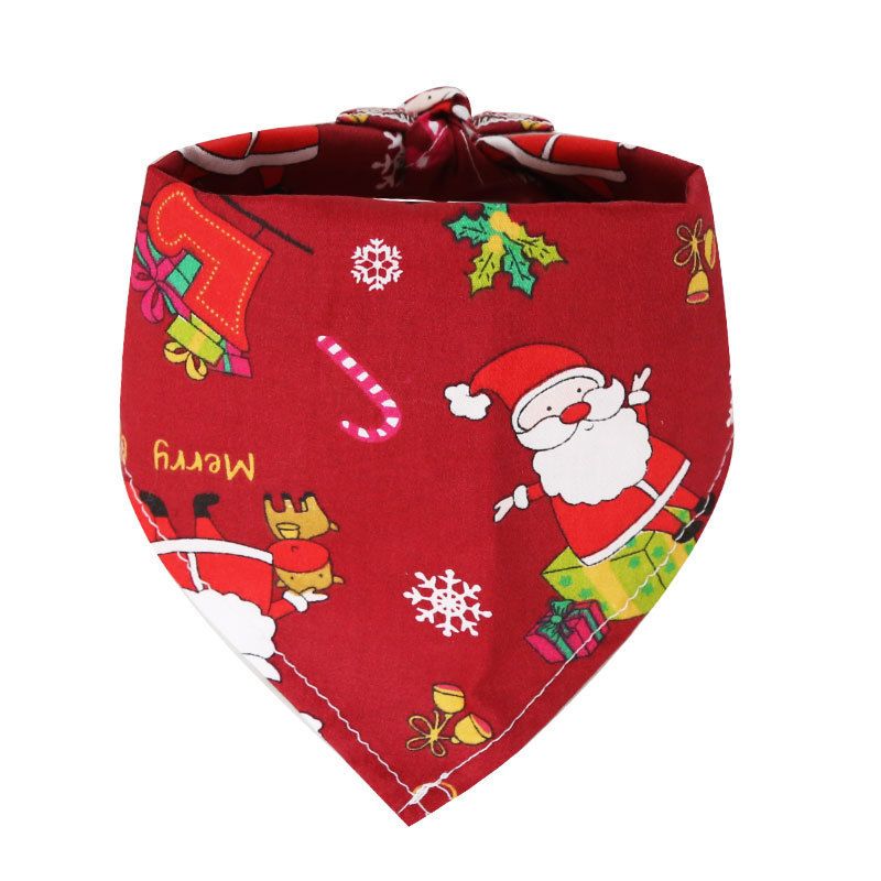 Dog Christmas Triangle Scarf Cotton Cartoon (Anhui hair) Christmas triangle view 5