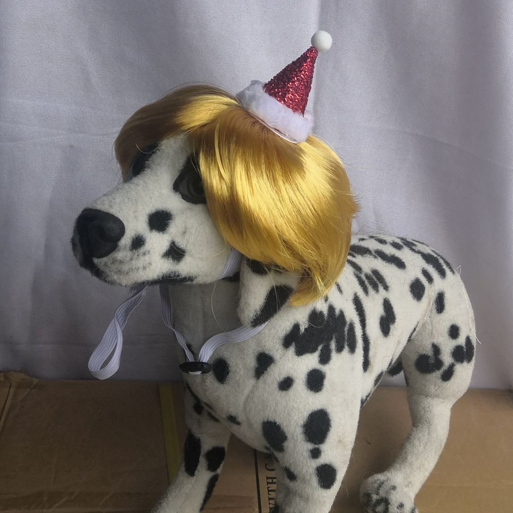 Pet Dog Cat Wig Hat Christmas Yellow Wool view 4
