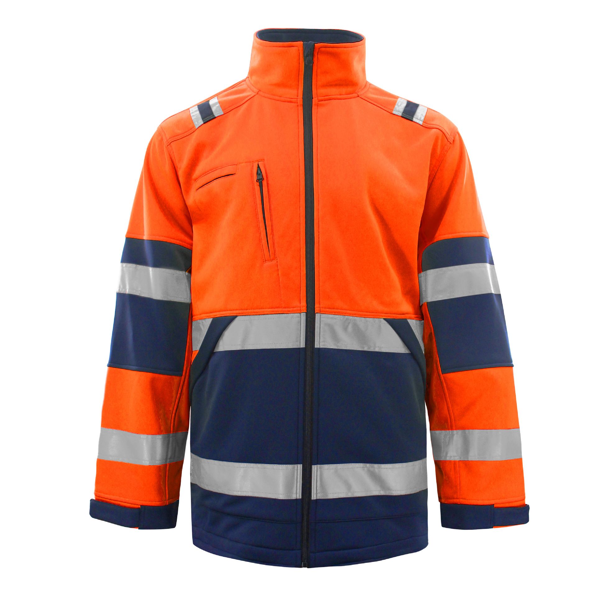 Men Polyester Zipper Jacket Workwear Autumn Winter Fluorescent yellow XXXL view 4