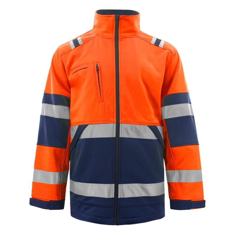 Men Polyester Zipper Jacket Workwear Autumn Winter Fluorescent orange XXXXL view 2