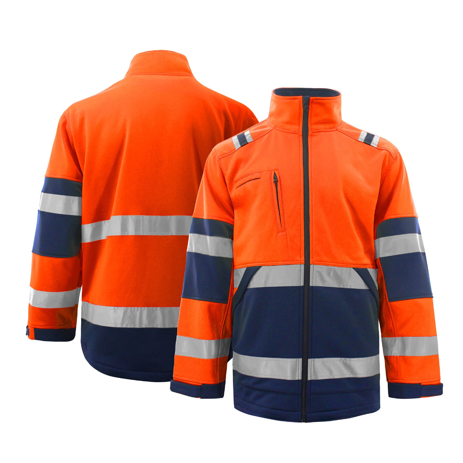 Men Polyester Zipper Jacket Workwear Autumn Winter Fluorescent orange XXXXL view 3