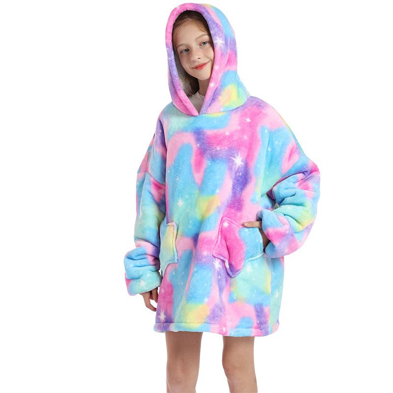 Childrens Cartoon Flannel Hooded Blanket Polyester Children's Winter Clothing view 5