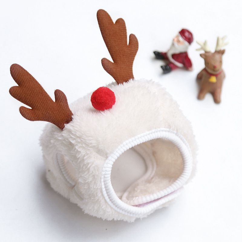 Weiwang Cartoon Pet Hat Christmas Deer Antlers White hat antlers S (good for — image 1
