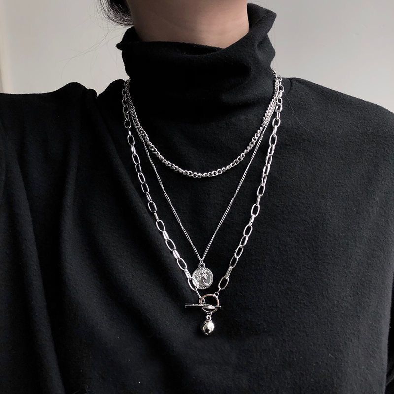 Jun Yi Alloy Multi Layer Necklace Geometry Unisex Three-layer mechanical view 4