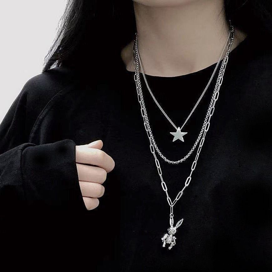 Jun Yi Alloy Multi Layer Necklace Geometry Unisex Three-layer mechanical view 5
