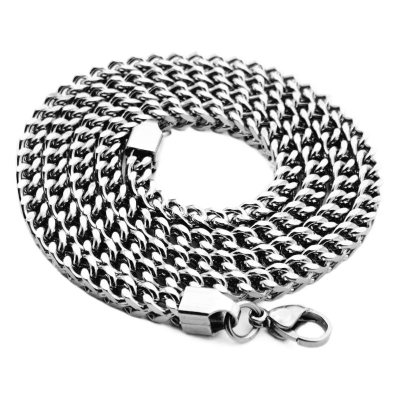 Friends Men Stainless Steel Square Chain Necklace Steel color 3mm-45cm — image 1