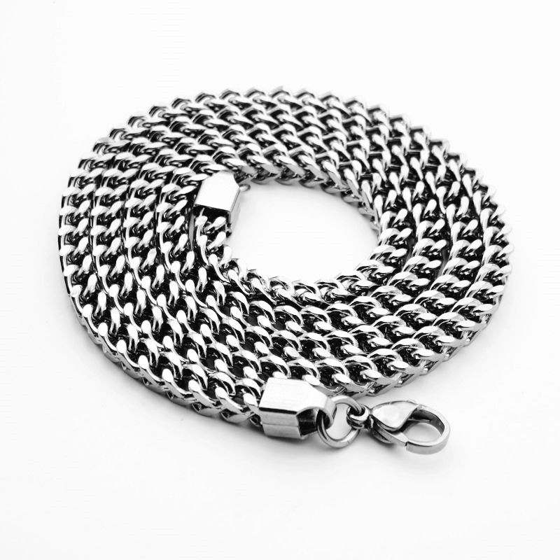 Friends Men Stainless Steel Square Chain Necklace Gold 5mm-55cm view 6