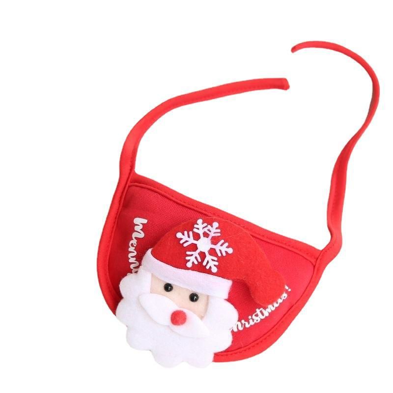 Pet Bib Santa Hat Green Elk Polyester Red Santa slobber towel view 4