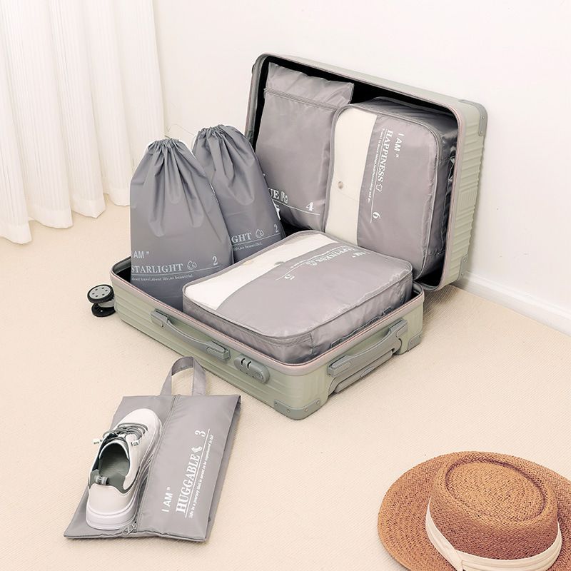 Travel Bag Set Polyester 6 Piece Organizer Beige view 4