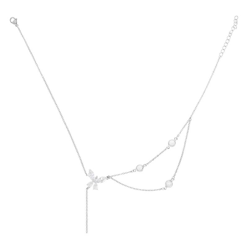 Necklace Women Alloy Bow Water Wave Chain Four-leaf clover necklace view 2