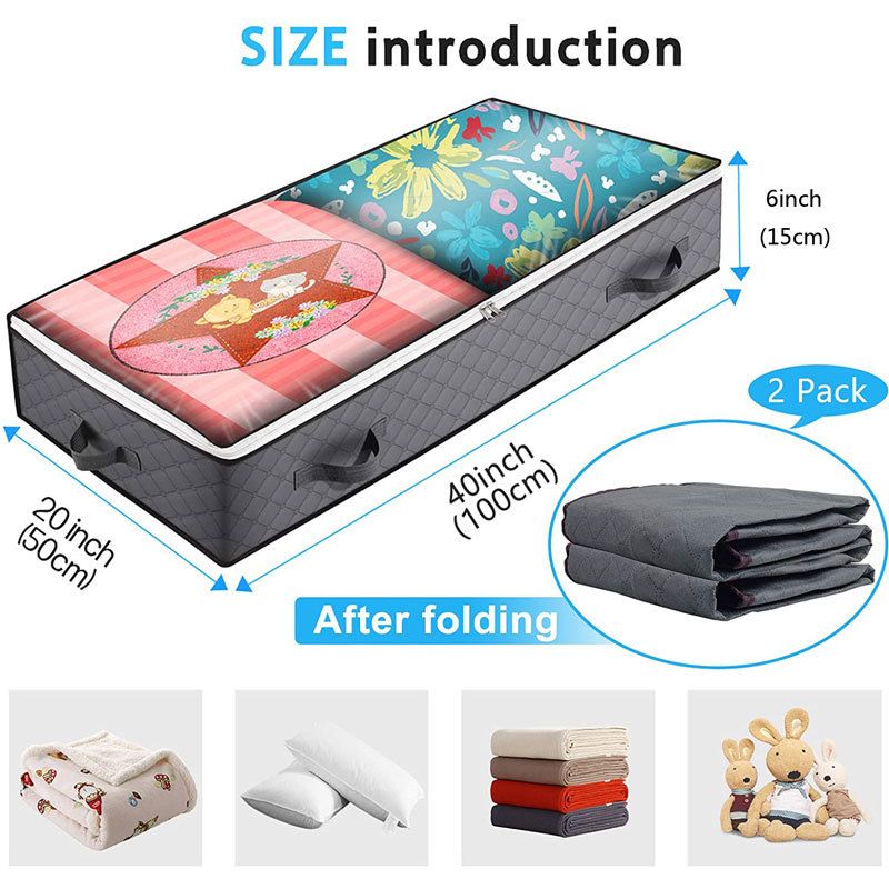 Bed Bottom Storage Bag Non-woven Fabric Sealed Dark Gray four portable Bed — image 1