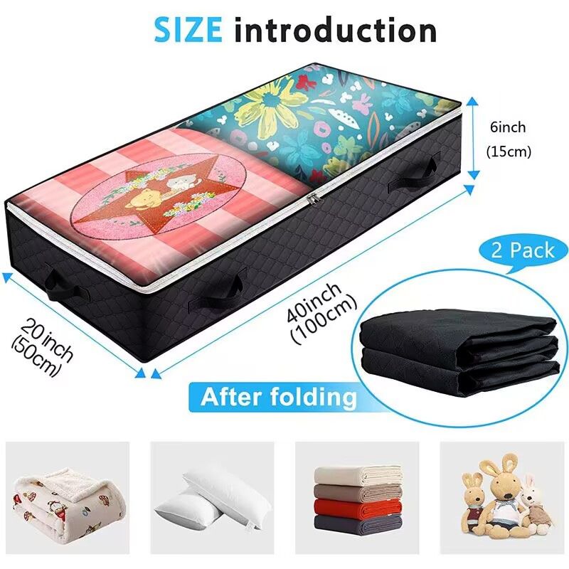 Bed Bottom Storage Bag Non-woven Fabric Sealed Black four portable Bed storage — image 1