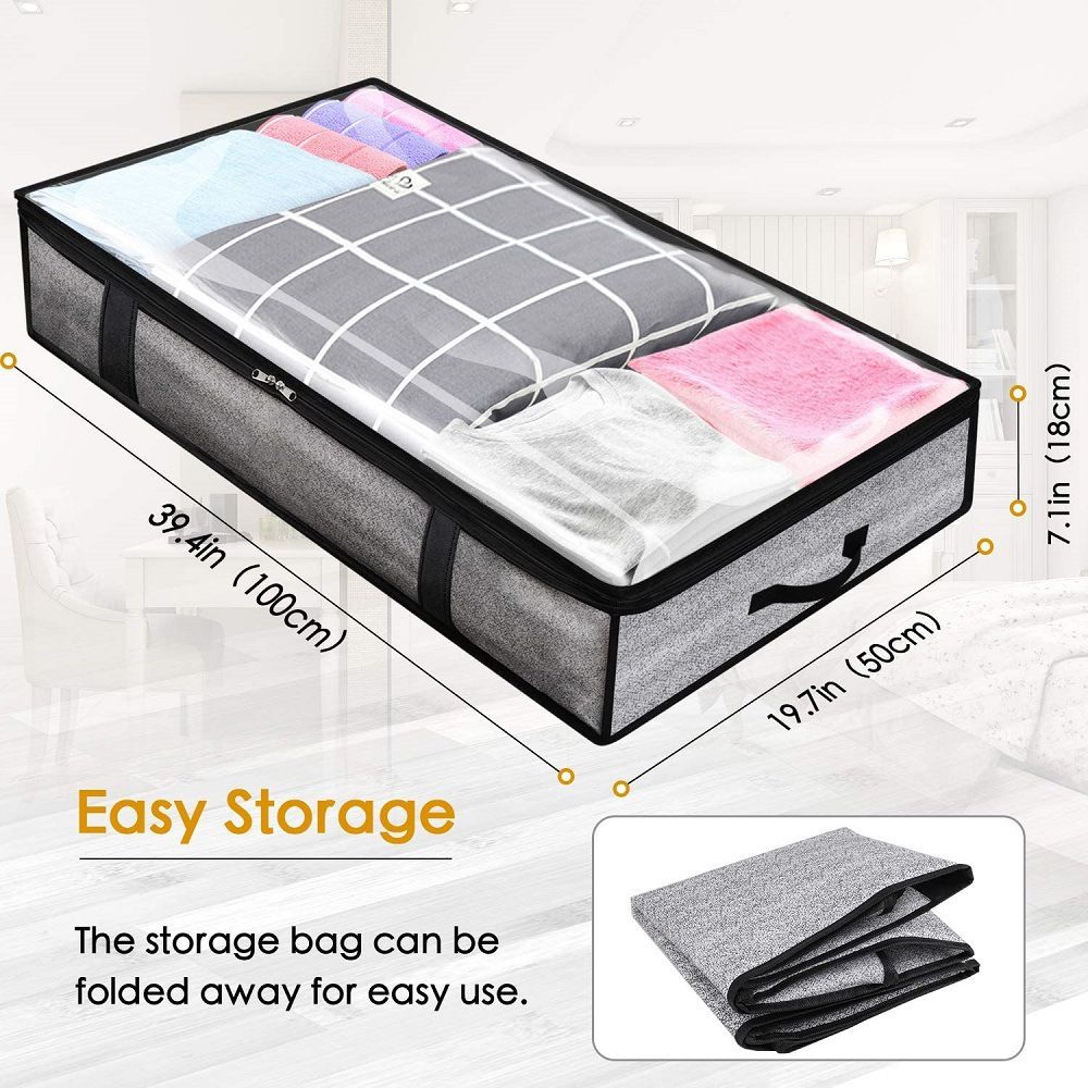 Bed Bottom Storage Bag Non-woven Fabric Sealed Grey printing 100*50*18cm Bed — image 1