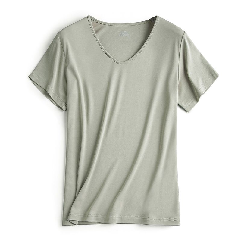 Women Modal Pajama Set Short Sleeve Shorts Olive M(80kg ~ 100kg) view 2