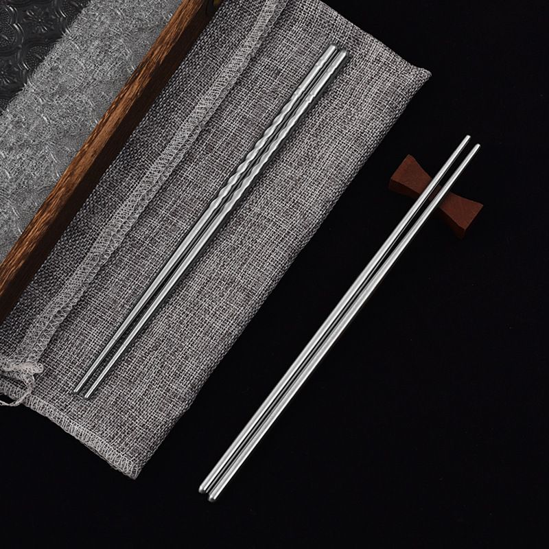 Stainless Steel Chopsticks Wind Sand Crossing 5 Pairs 5 pairs of stainless view 2