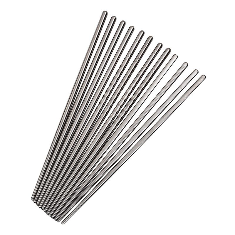 Stainless Steel Chopsticks Wind Sand Crossing 5 Pairs 5 Double round light view 3