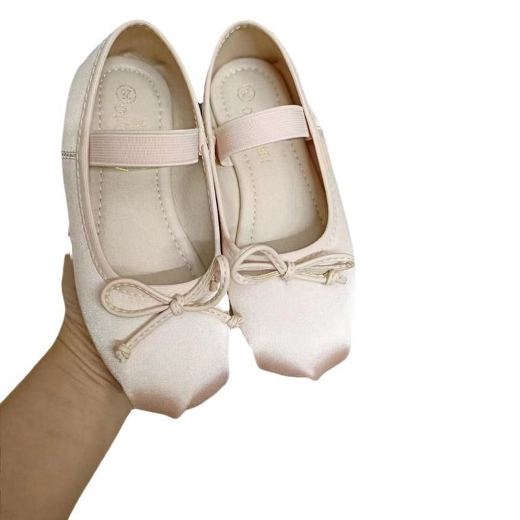 Obemei Girls Satin Dance Shoes Bow Elastic Band Black 35 yards shoe length 22cm view 3
