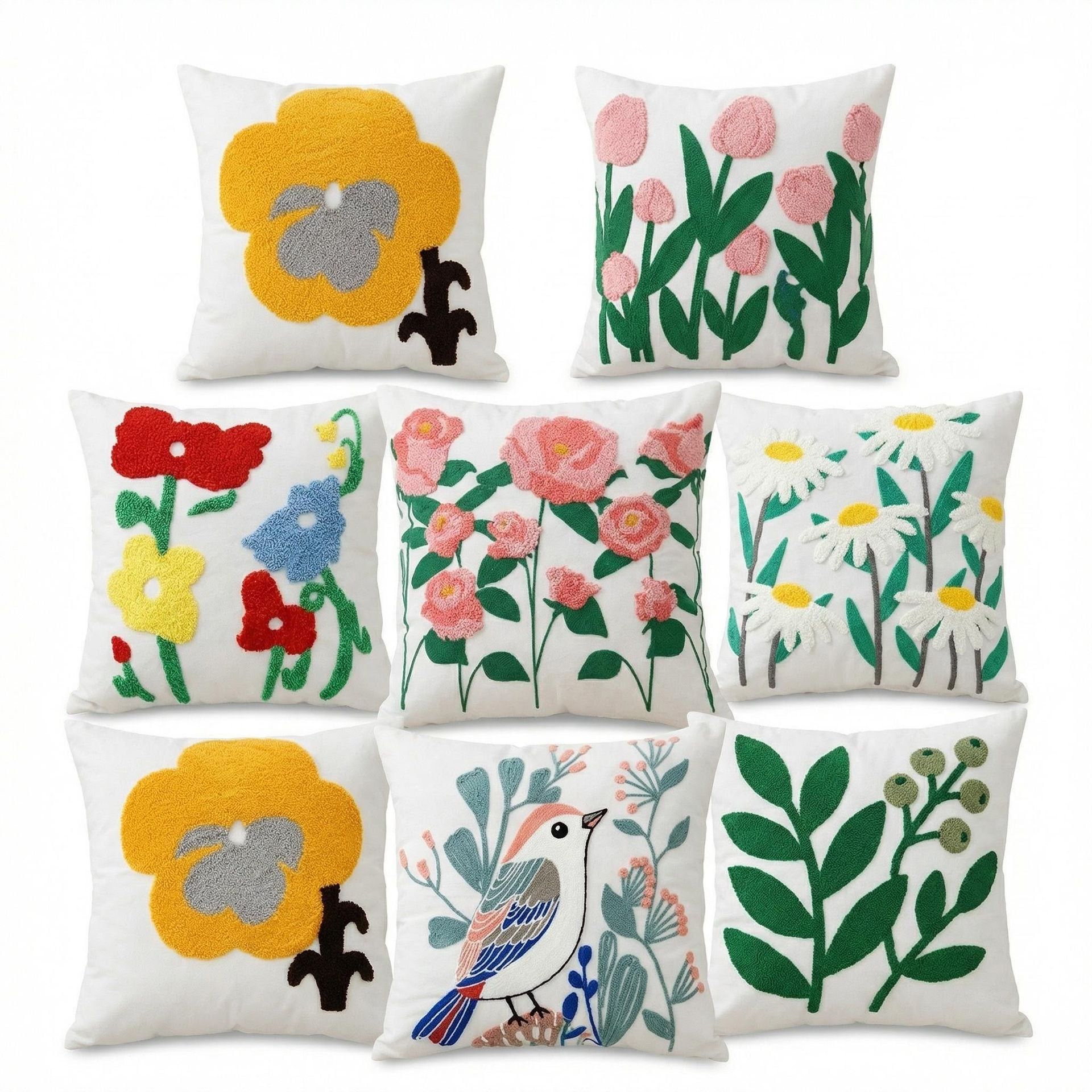 Faunus Cushion 45x45cm Cotton Linen Embroidery Cute Butterfly Flower 45*45 view 6