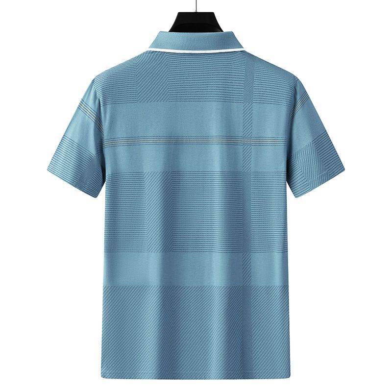 Men Summer Cotton Polo Shirt Loose Breathable B005 sapphire blue XXL view 4