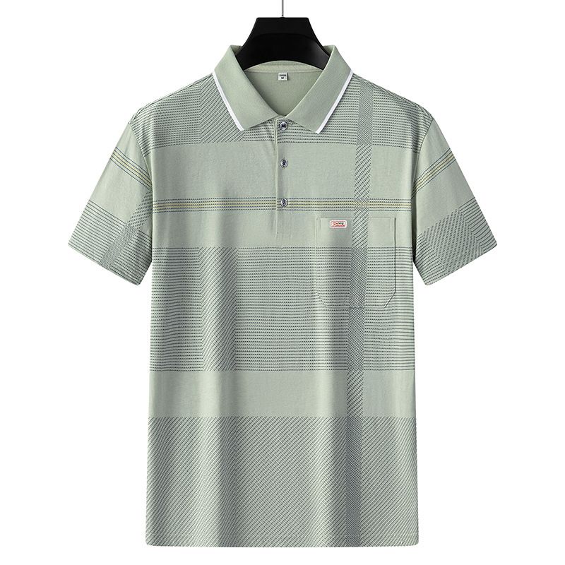 Men Summer Cotton Polo Shirt Loose Breathable B005 navy blue XXL view 3