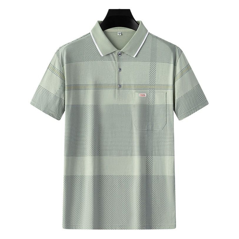Men Summer Cotton Polo Shirt Loose Breathable B001 light blue XL view 2
