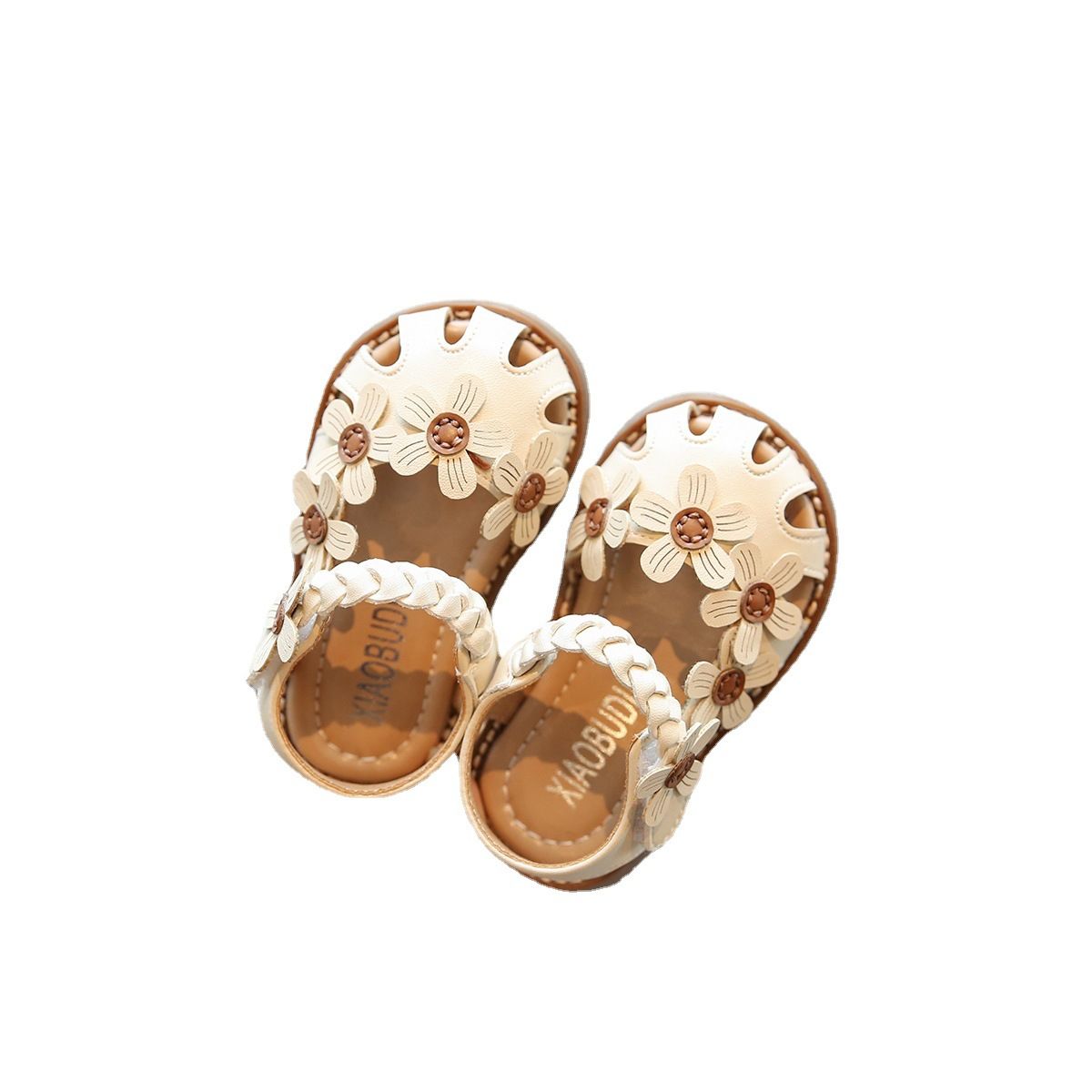 Kamai bear Baby Girl Summer Sandals Soft Sole Velcro Beige The inner length of view 5