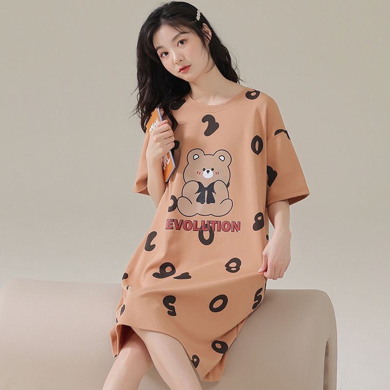 Women Summer Sleepwear Polyester Loose Dress Blue 5xl view 6