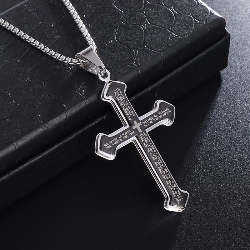 Puhai Stainless Steel Cross Necklace Silver Snake Bone Gold view 3