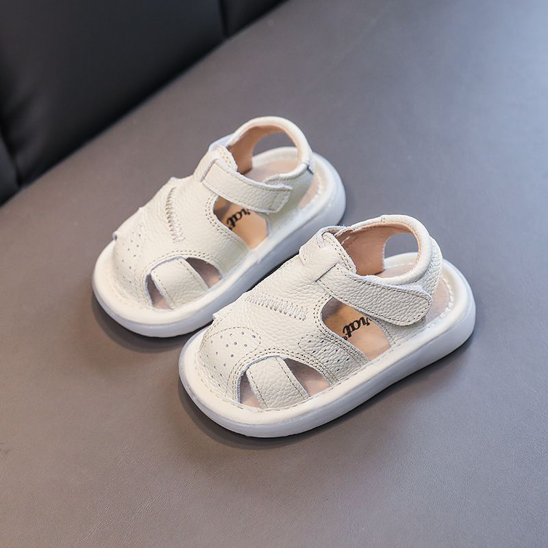Baby Leather Sandals Bocai Cat Velcro Non Slip Beige 23 yards inner length 15cm — image 1