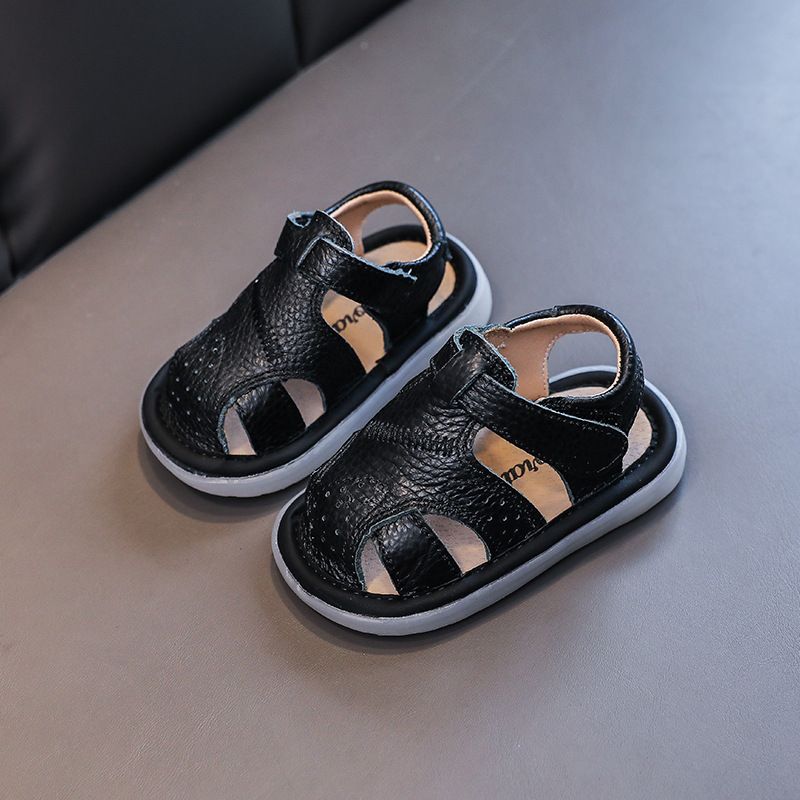 Baby Leather Sandals Bocai Cat Velcro Non Slip Black 13cm long within 17 yards — image 1