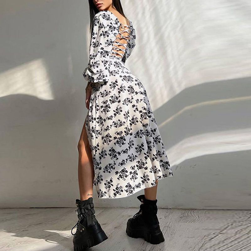 Hong Hao Women Printed Backless Long Dress Spring 2026 Pink 3XL view 6