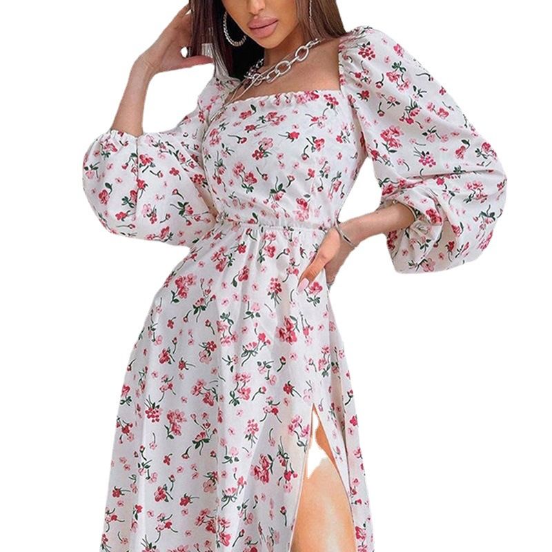 Hong Hao Women Printed Backless Long Dress Spring 2026 White Size: L view 7