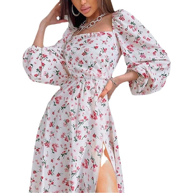 Hong Hao Women Printed Backless Long Dress Spring 2026 White 2XL Size: XXL view 2
