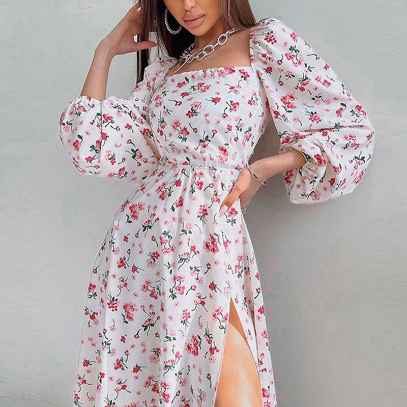 Hong Hao Women Printed Backless Long Dress Spring 2026 White 2XL Size: XXL view 5