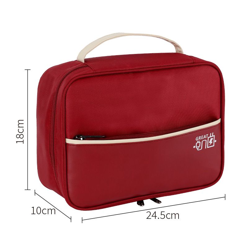 Bei Lian Data Cable Storage Bag Cube Polyester Travel Wine red 24.5*18*10cm — image 1