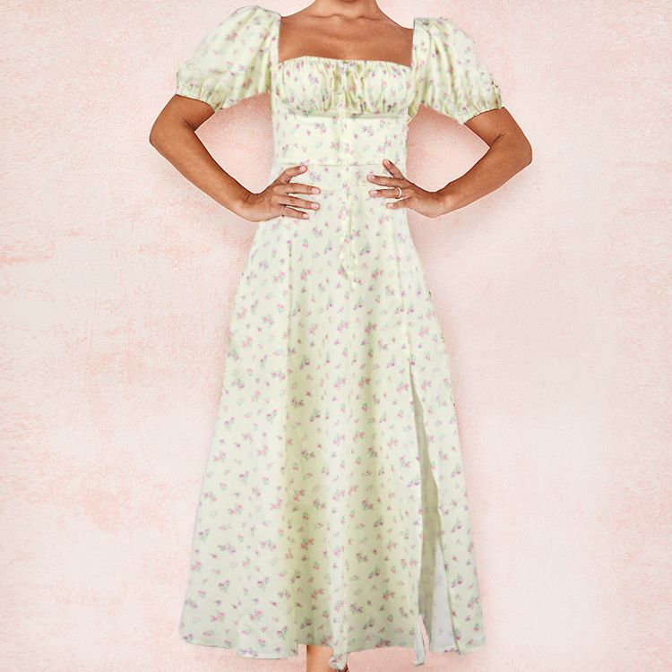 Hongyi Floral Long Dress Summer 2026 New flower goose yellow Size: S — image 1