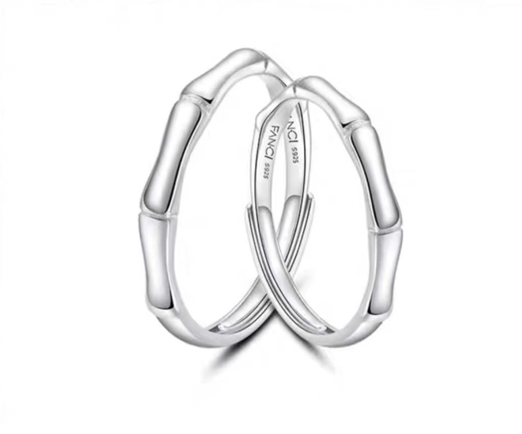 Fang qi Copper Mobius Ring for Couple Green Plum and bamboo horse Women's — image 1