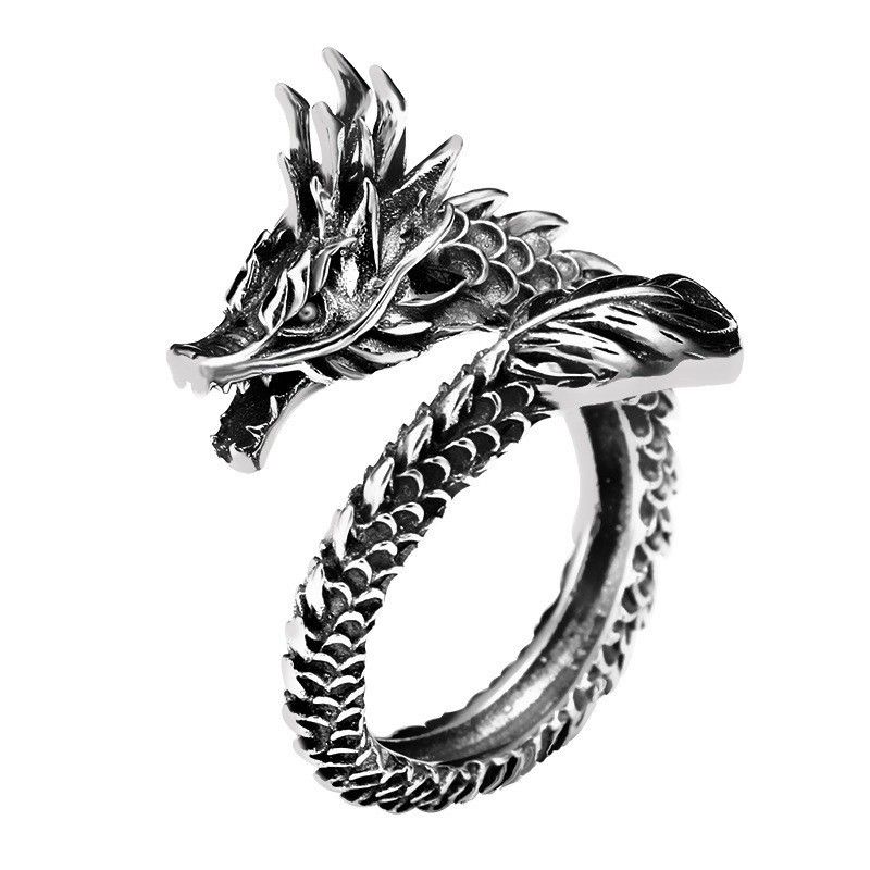 Retro Dragon Ring Yuyi Alloy Unisex Adjustable Retro Live Dragon Ring view 6
