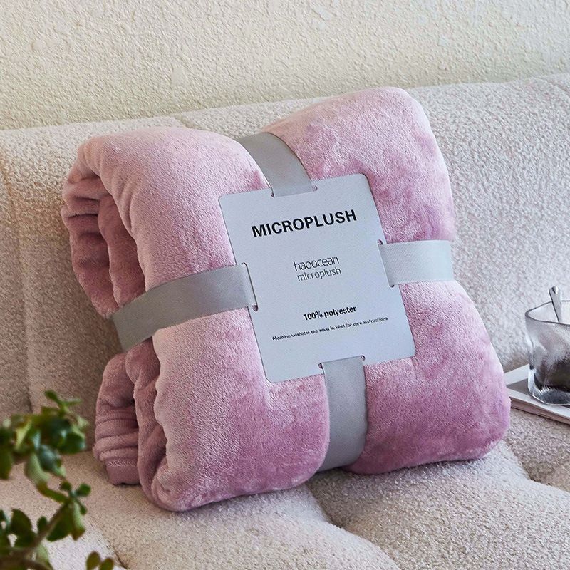 Mianyu Coral Velvet Blanket Solid Color 100X120CM Taro purple 100X120CM-nude — image 1
