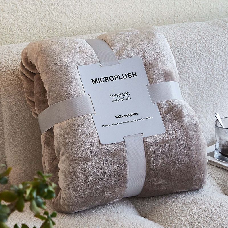 Mianyu Coral Velvet Blanket Solid Color 100X120CM Gray Blue 100X120CM-nude blanket view 5