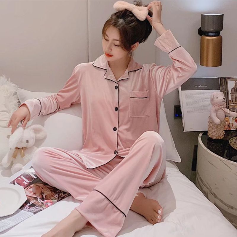 Women Winter Velvet Sleepwear Set Long Sleeve Pure White Women's XXL view 4