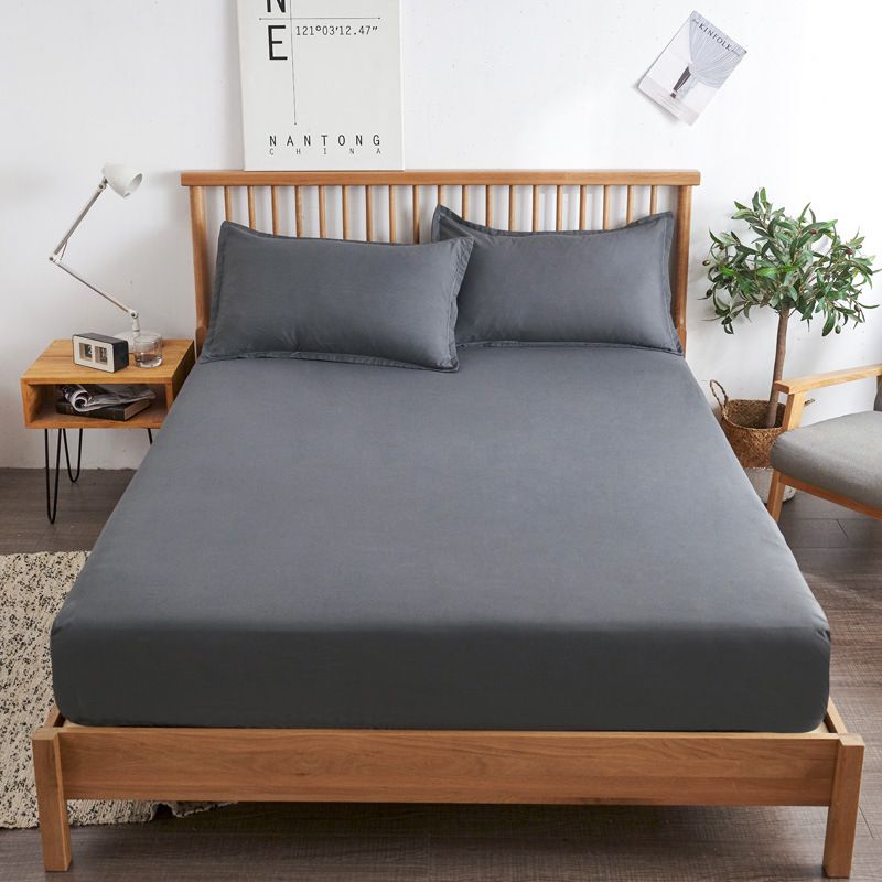 Cotton Mattress Cover Non Slip Bed Sheet Dark gray Custom size — image 1