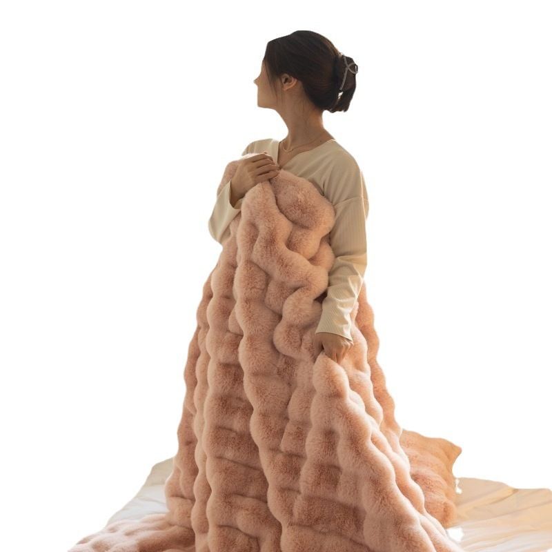 Velvet Blanket Polyester 180x200cm Creamy White Meters camel 200*200cm view 5