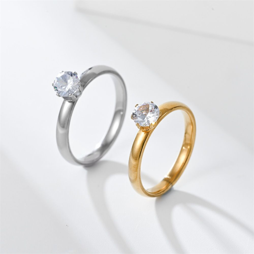 Stainless Steel 3mm Diamond Ring Unisex 3mm steel color diamond No. 8 view 6