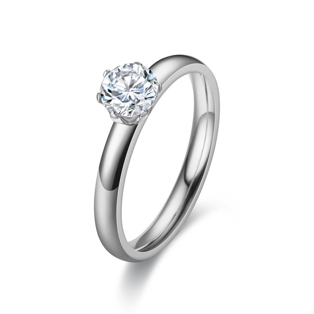 Stainless Steel 3mm Diamond Ring Unisex 3mm steel color diamond No. 9 — image 1