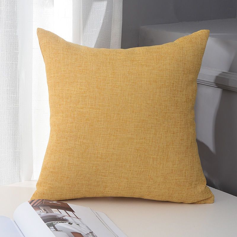 Le Su Cotton Linen Cushion Solid Color with Core 14# bright yellow — image 1