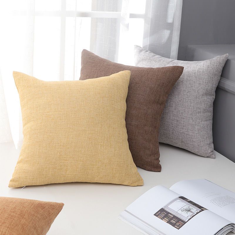 Le Su Cotton Linen Cushion Solid Color with Core 35# Indigo 50*50-single view 6
