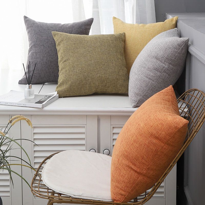 Le Su Cotton Linen Cushion Solid Color with Core 35# Indigo 60*60-single view 3